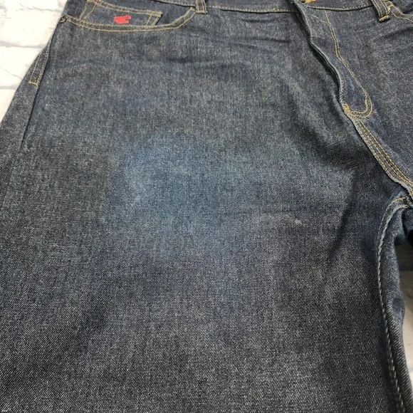 Rocawear MENS 42X30 Blue Denim Pants Baggy Gruge Emo Embroidered VINTAGE Y2K